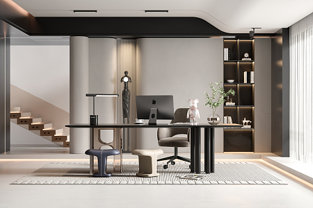 Modern Study Desk and Chair 3d model