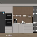 Modern Kitchen Sideboard With Wooden Cabinets White Drawers And Wine Rack