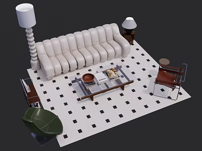 Middle Style Sofa Combination 1 3d model