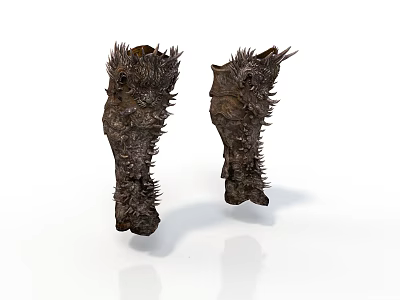 Dark Style Metal Leg Guards Black Mythical Ancient Dress Leg Guards Metal Texture Spiked Dragon Head Carving Pattern Fantasy Equipment Combat Armor 3d model