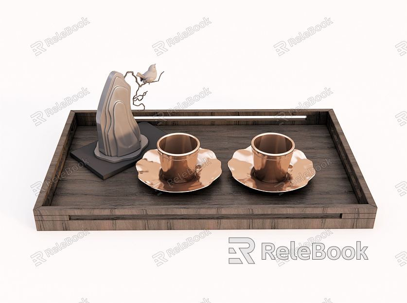 Modern Cup Tableware Tableware Tea Cup Coffee Cup Decoration Landscape Stone Tray Saucer model