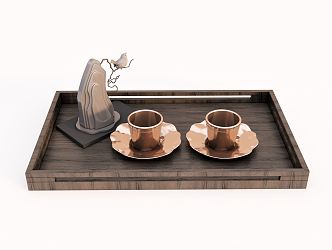 Modern Cup Tableware Tea Cup Coffee Cup Decoration Landscape Stone Tray Saucer 3d model