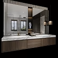 Modern Bathroom Vanity With Marble Countertop Double Sink Large Mirror And Drawers