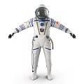 White Blue Accented Spacesuit Design With Multiple Views And Detailed Features 3d model