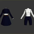Navy Blue Dress White Collar Brown Belt And White Long Sleeve Shirt Navy Pants