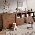 Modern Wooden Entryway Cabinet And Sideboard With Green Plants Decor Rug And Decorative Items Indoor