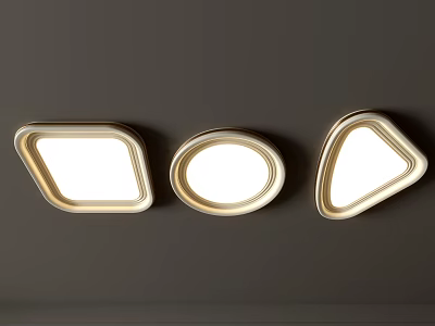 Modern Ceiling Lights With Various Shapes Golden Frame And White Light Shade 3d model