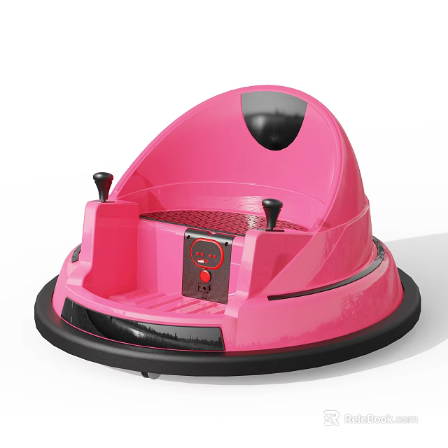 Pink Bumper Car For Kids With Round Shape And Control Levers Design 3d model 