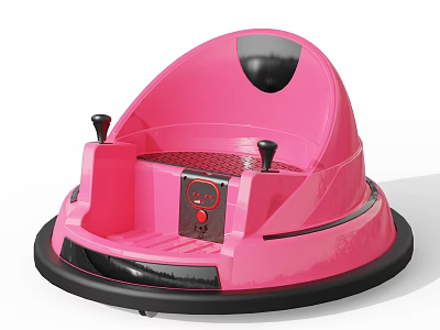 Pink Bumper Car For Kids With Round Shape And Control Levers Design 3d model