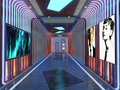 Modern cinema aisle cinema corridor 3d model