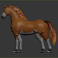 Orange Horse With White Legs Standing In Realistic 3D Rendering Pose 3d model