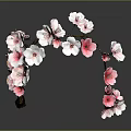 Pink and White Cherry Blossom Branch Featuring Delicate Flowers and Curved Twigs