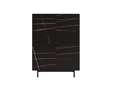Modern Entryway Cabinet Sideboard With Black Finish And Striped Wood Design 3d model