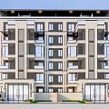 Modern Townhouse Exterior With Multi Story Design Large Windows And Balconies
