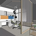 Modern Dental Clinic Interior With Treatment Chair Cabinets Sofa And Plant Table