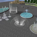 Modern Fountain Square Fountain Art Device Dry Spray Yongquan Waterscape Fountain Water Modeling Combination 3d model