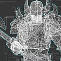 Fierce Game Movie Character in Spiked Skull Armor Wielding Giant Axe with Chainmail