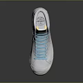 Nike White High Top Sneakers With Light Blue Laces Orange Logo And White Sole