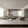 Modern Elegant Open Living Dining Room Interior Design With Sleek TV Wall And Comfortable Furniture