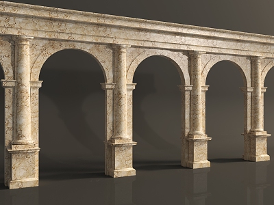 European-style door arch post door opening 3d model