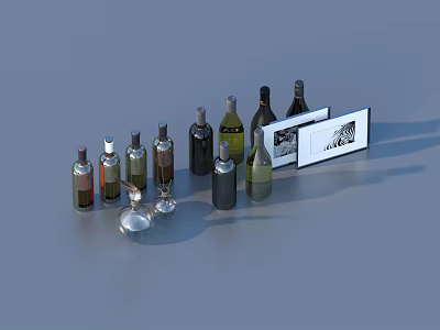 Various Daily Necessities Bottles With Product Labels And Containers 3d model