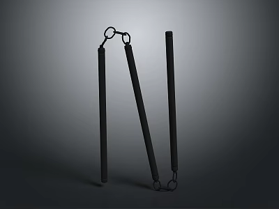 Practical Household Black Long Sticks Connected With Metal Rings For Daily Use 3d model