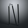 Practical Household Black Long Sticks Connected With Metal Rings For Daily Use