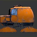 Three Orange Functional Vehicles With Tracked Chassis And Enclosed Cabs 3d model