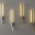 Modern Sleek Wall Lamps with White and Gold Minimalist Design Illuminated
