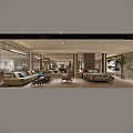 Modern Interior Furniture Showroom With Sofa Bed Chair And Coffee Table Lighting