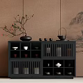 New Chinese Style Storage Rack Storage Cabinet Bucket Cabinet 3d model