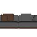 Modern Two Seater Sofa With Gray Fabric Wooden Frame Brown And Light Gray Pillows