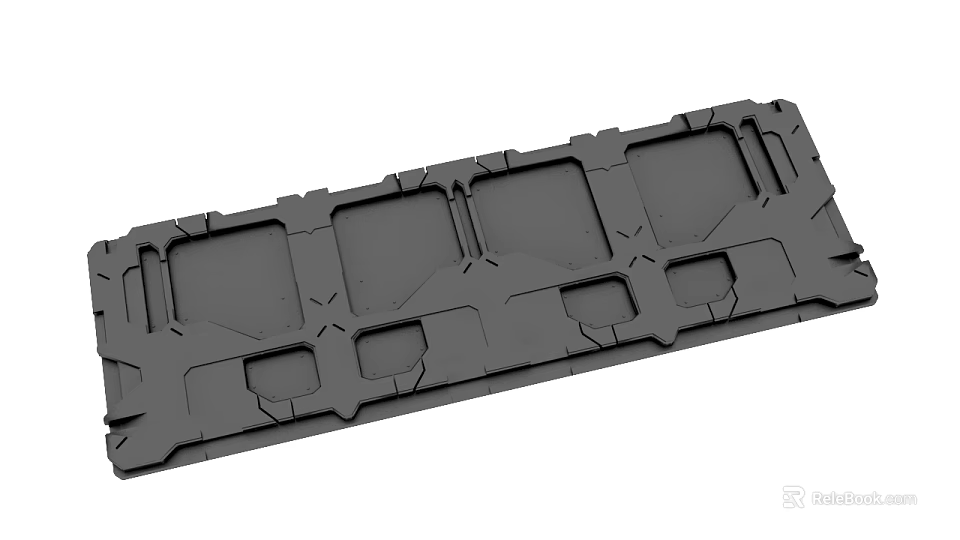 Gray Industrial Part With Multiple Square Grooves And Structural Design 3d model 
