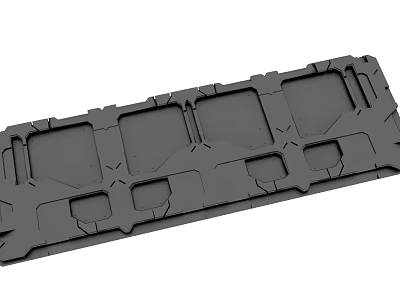 Gray Industrial Part With Multiple Square Grooves And Structural Design 3d model