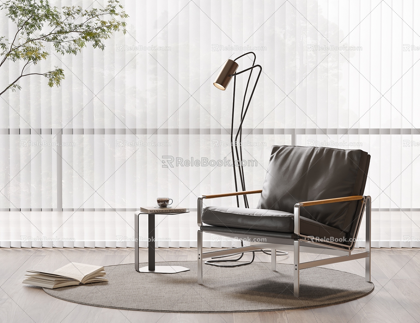 Leisure chair side floor lamp model