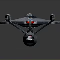 Enterprise Starship With Disc Shaped Hull And Silver Blue Engine Nacelles For Space Exploration