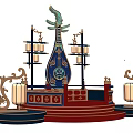 Traditional Chinese Style Photo Check In Spot With Lute Lanterns Dragon Carvings And Red Steps