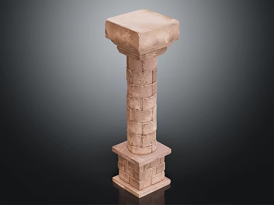 Decorative Brick Column With Square Base Top And Architectural Design Element 3d model