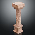 Decorative Brick Column With Square Base Top And Architectural Design Element 3d model