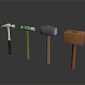 Hardware Tools Collection Of Various Hammers With Wooden Handles And Metal Heads