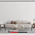 Quiet sofa tea table combination multi-person sofa leisure chair coffee table side table 3d model