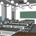 modern classroom 3d model