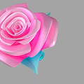 Beautiful Pink Rose Flower With Green Leaves Blue Stem And Curved Hook Design