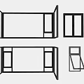 Modern Window Frame Designs In Black With Open And Closed Styles 3d model