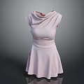 Woman Wearing Stylish Pink Sleeveless Dress With Unique Collar Design