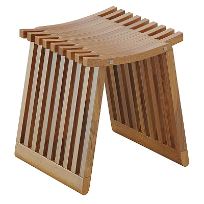 Wooden Single Chair With Slatted Design Foldable Structure And Minimalist Style 3d model