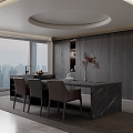 Minimalist Light Luxury Restaurant Single Chair Dining Table and Chair Ornaments 3d model