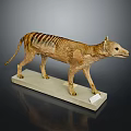 Tasmanian Tiger Detailed Preserved Taxidermy Specimen with Natural Features on White Display Base