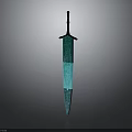 Modern Decorative Sword With Green Textured Blade And Black Hilt Weapon Design