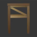 Simple Wooden Stool With Cross Frame Structure And Light Wood Finish